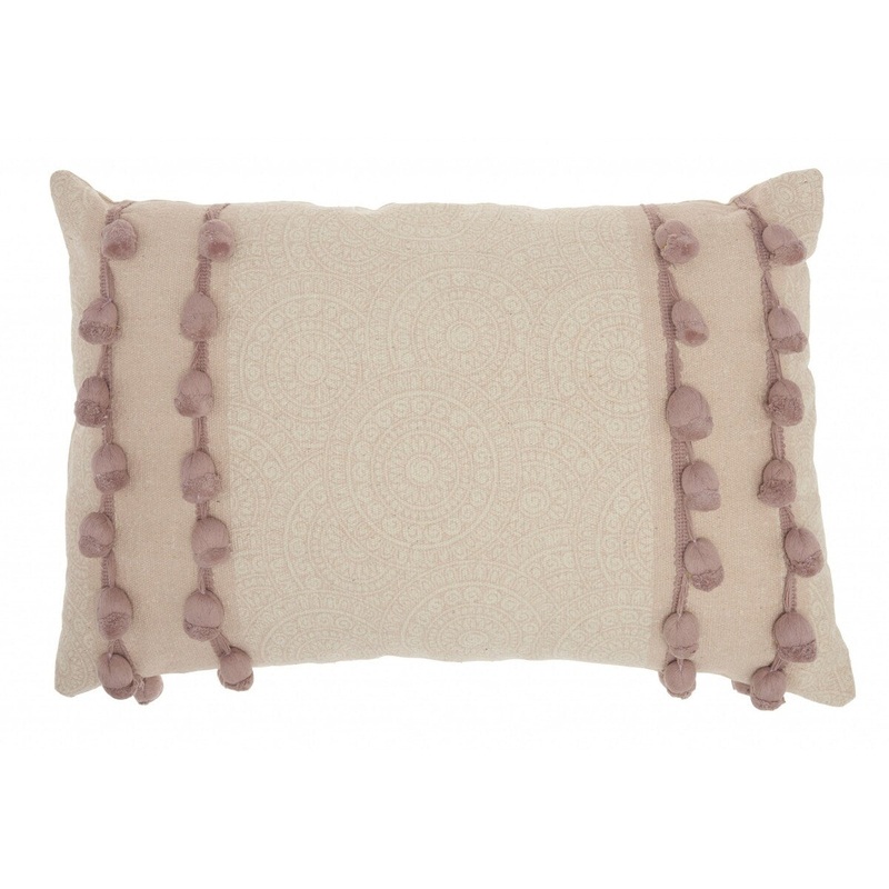 Blush Rectangular Embellished Throw Pillow