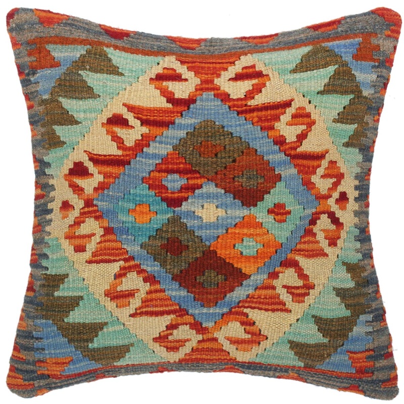 Boho Chic Boris Hand-Woven Turkish Kilim Pillow 18 in. x 18 in.