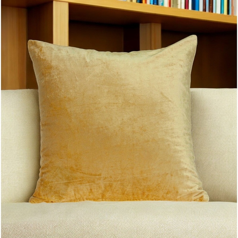 20" Yellow Cotton Blend Throw Pillow