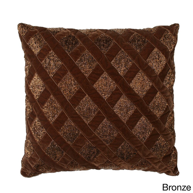 Arabella Basketweave Beaded 16-inch Throw Pillow