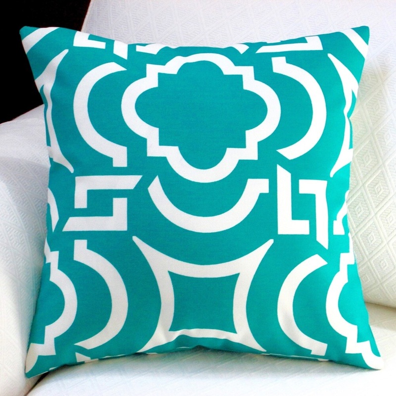 Artisan Pillows Indoor/ Outdoor 18-inch Teal Modern Geometric Coastal Decor Throw Pillow (Set of 2)