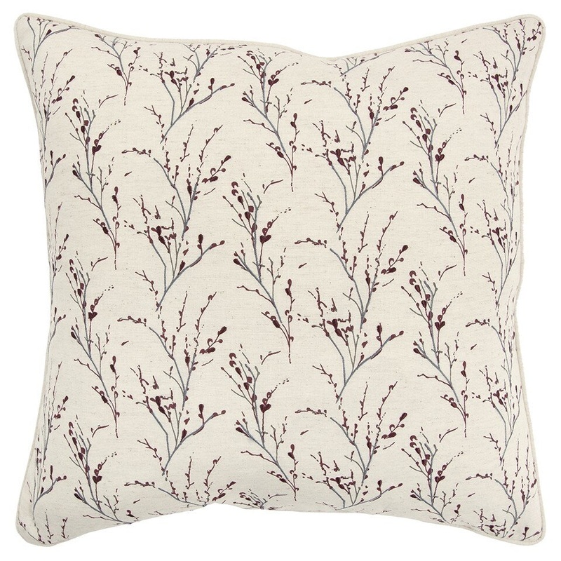 Berry Tiny Floral Buds Throw Pillow