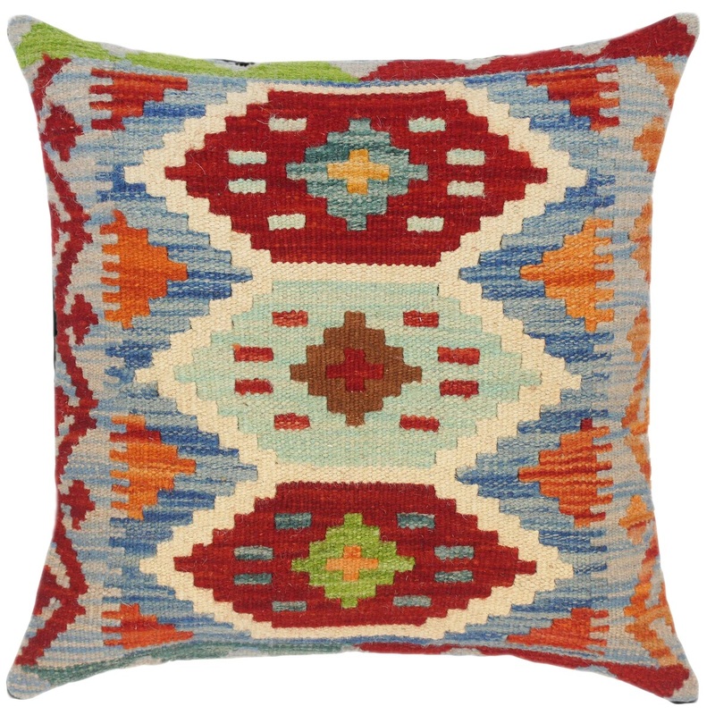 Bohemian Charlyn Hand-Woven Turkish Kilim Throw Pillow 18 in. x 18 in.