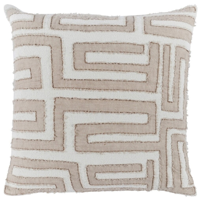 22" X 22" Ivory Linen Geometric Zippered Pillow