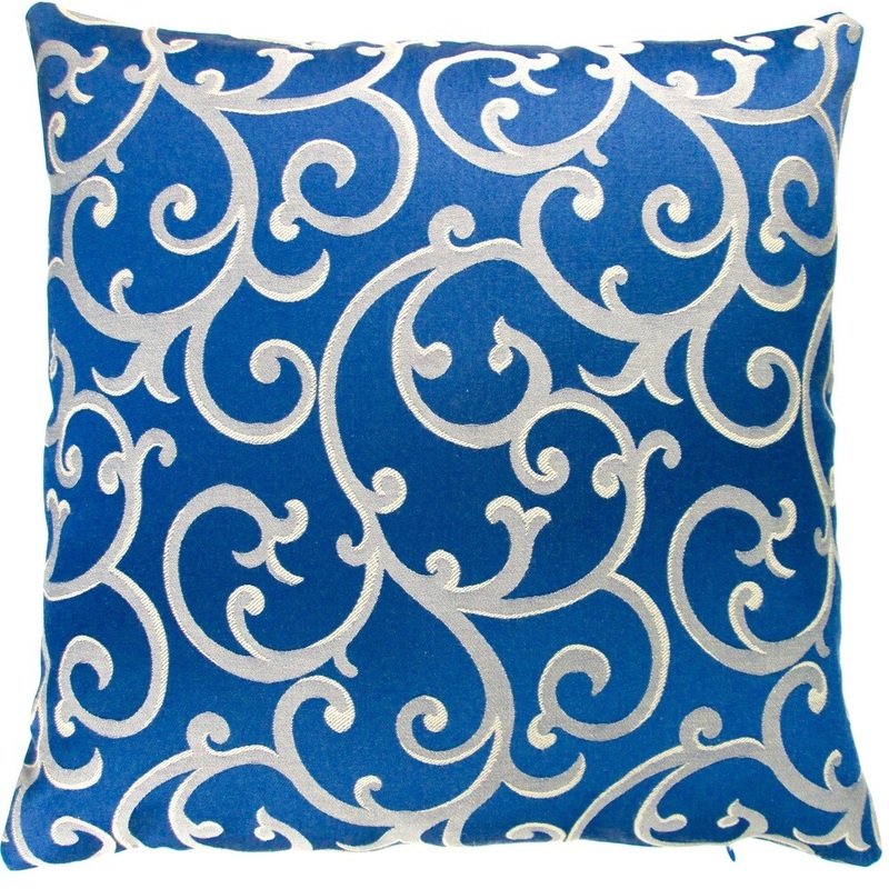 Artisan Pillows Indoor 20-inch Damask Print in Royal Blue European Modern Accent Throw Pillow