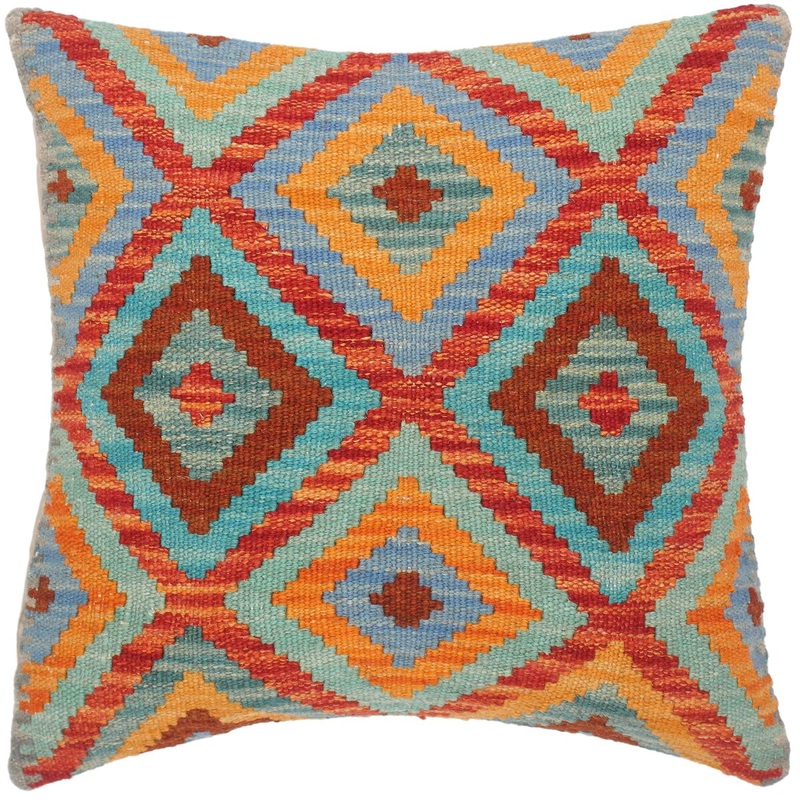 Bohemian Lissette Hand-Woven Turkish Kilim Pillow 18 in. x 18 in.