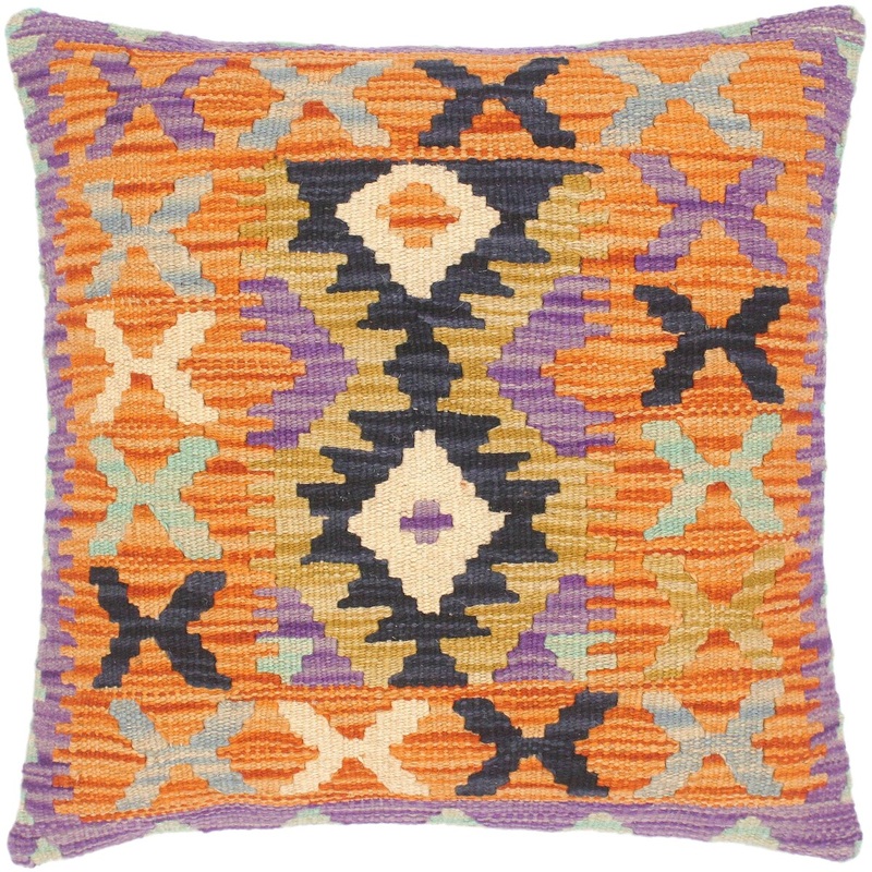 Bohemian Kristian Hand-Woven Turkish Kilim Pillow -18 in. x 18 in.