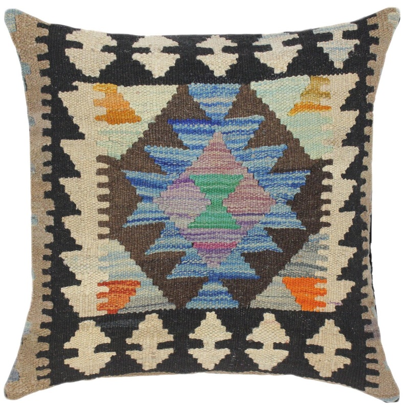 Bohemian Stevie Hand-Woven Turkish Kilim Throw Pillow