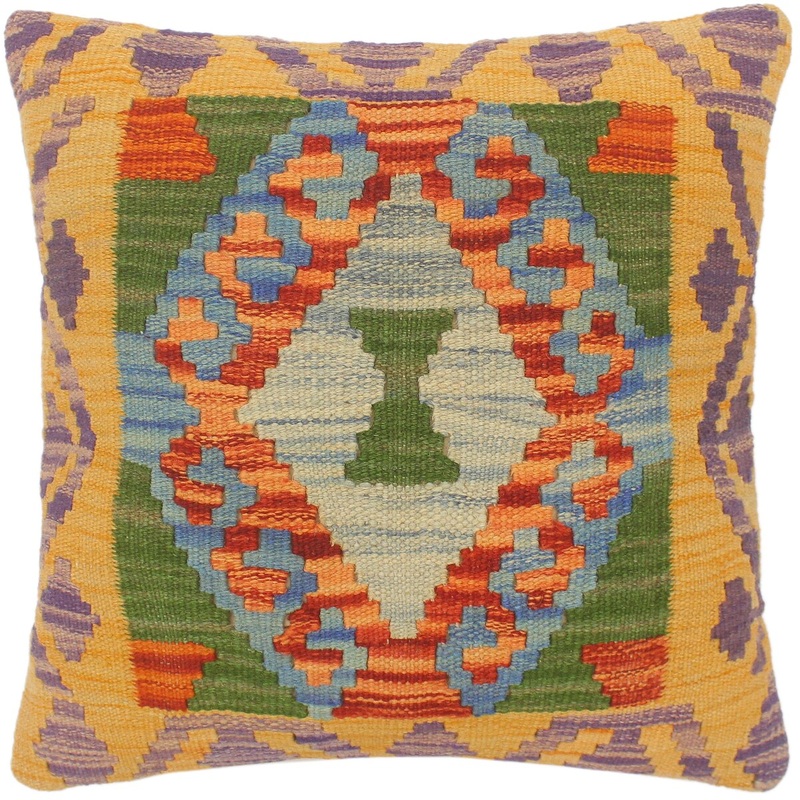 Bohemian Turkish Crane Hand Woven Kilim Pillow