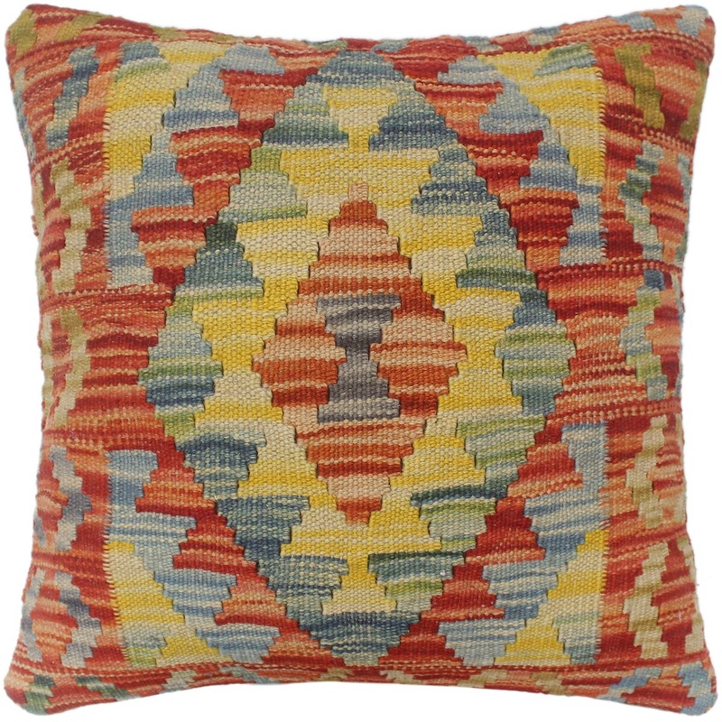 Bohemian Turkish Hefferna Hand Woven Kilim Pillow