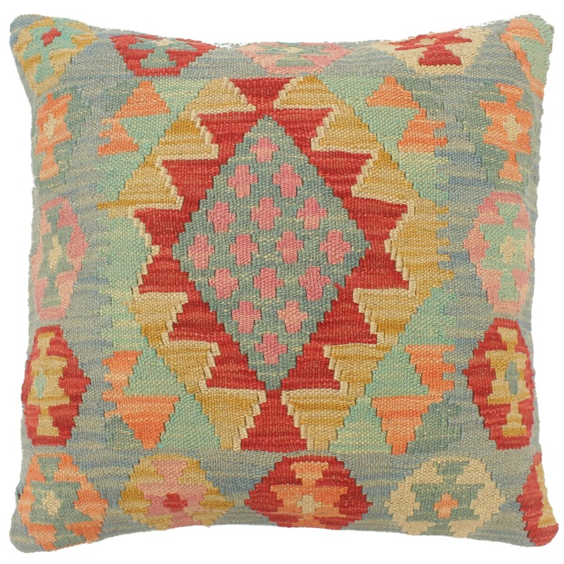 Bohemian Turkish Morley Hand Woven Kilim Pillow