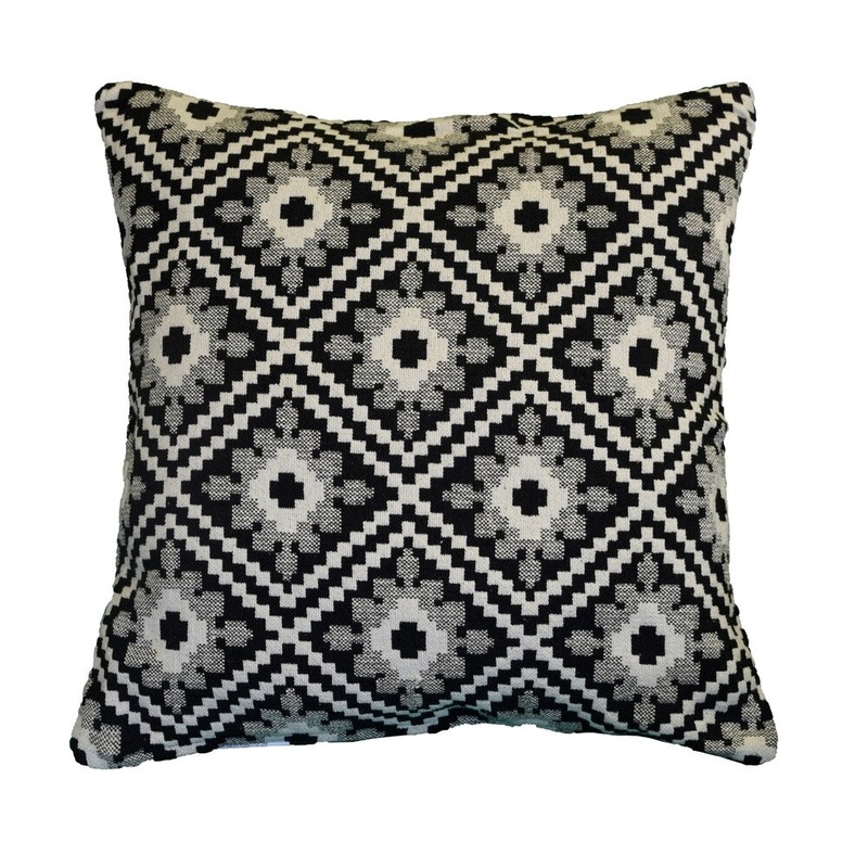 AM Home Black/White Rangoli Boho Pillow, Poly Fill Insert, 18" x 18"