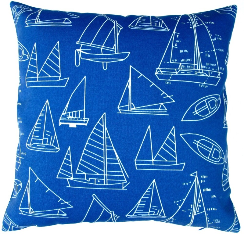 Artisan Pillows Outdoor 18-inch Marine Blue Sail Boat Yacht Club Coastal Living Beach House Throw Pillow Cover (Set of 2)
