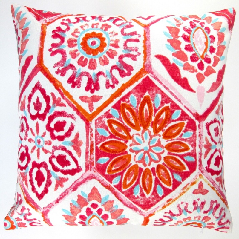 Artisan Pillows Outdoor 18-inch Pink Modern Abstract Geometric Caribbean Beach House Style Throw Pillow Cover (Set of 2)
