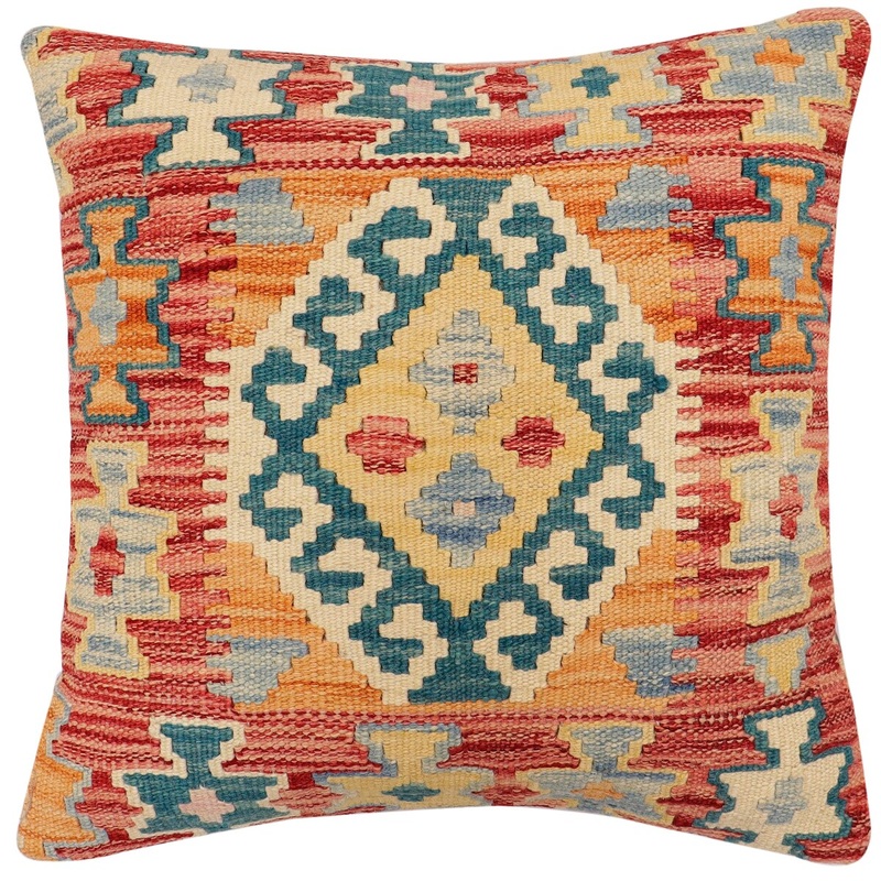 Bohemian Canady Turkish Hand-Woven Kilim Pillow - 18'' x 18''