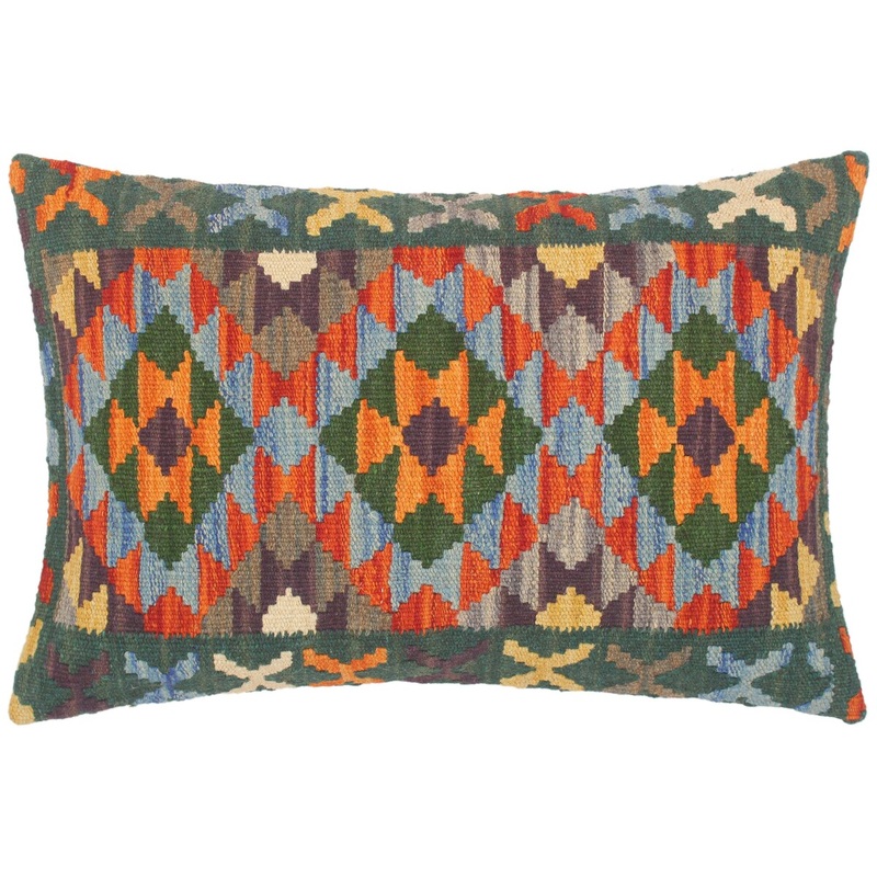 Bohemian Margurit Hand Woven Kilim Throw Pillow 23 in x 16 in