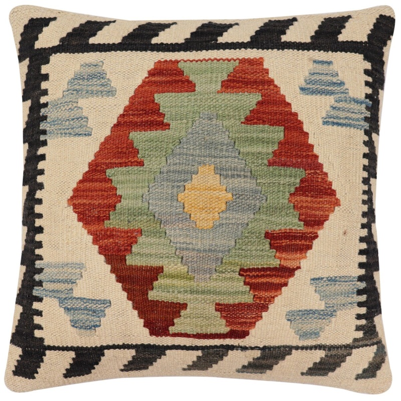 Tribal Rocha Turkish Hand-Woven Kilim Pillow - 18'' x 18''