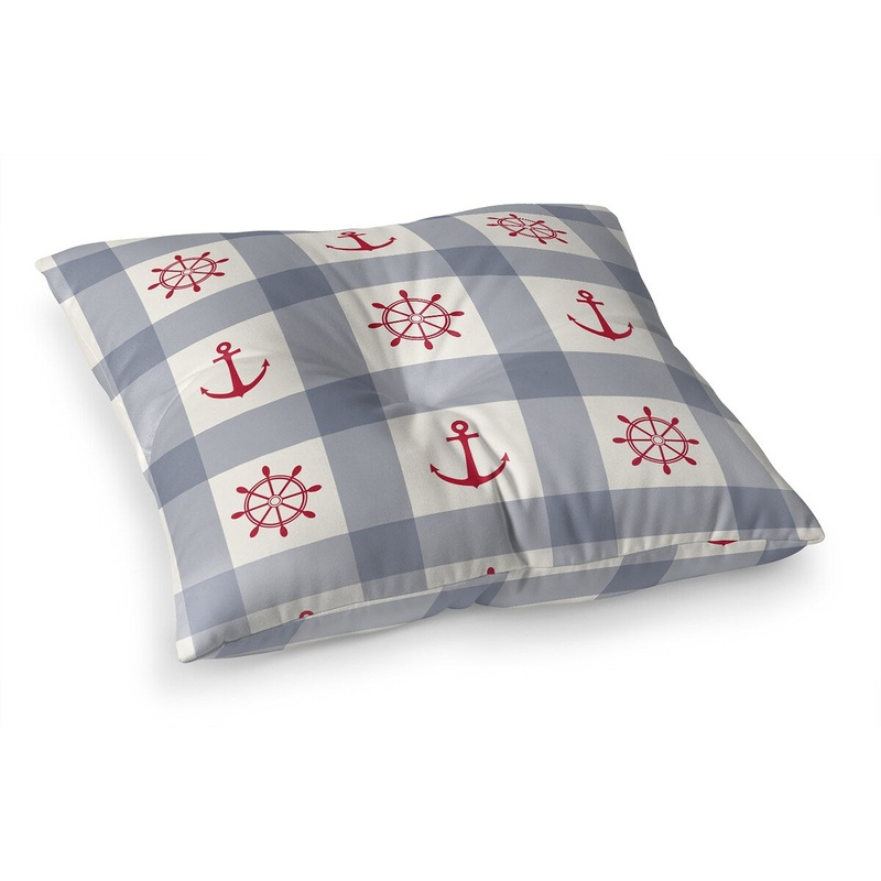 ANCHOR GALORE BLUE AND RED Floor Pillow By Kavka Designs