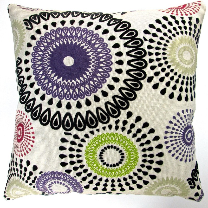 Artisan Pillows Indoor 20-inch Geometric Circles & Dots in Amethyst Modern Abstract Accent Throw Pillow