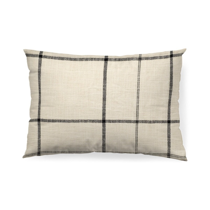 Black and Beige Plaid Accent Pillow Cover