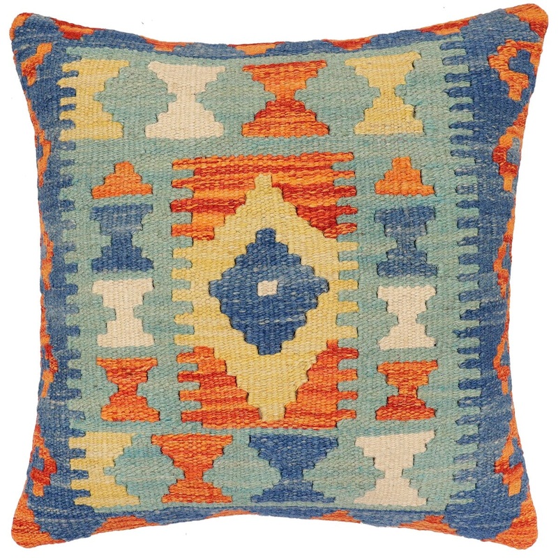 Bohemian Mellie Turkish Hand-Woven Kilim Pillow - 17" x 18"