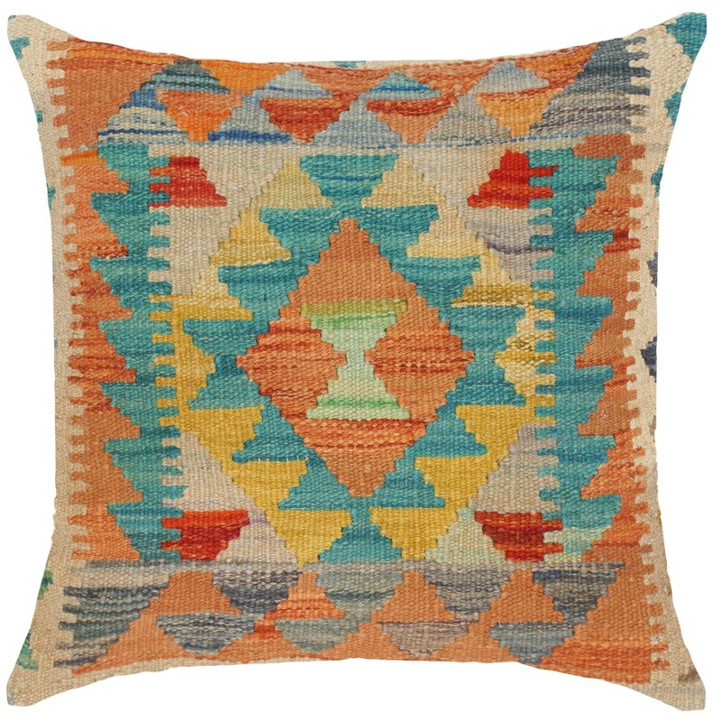 Boho Chic Daine Hand-Woven Turkish Kilim Throw Pillow