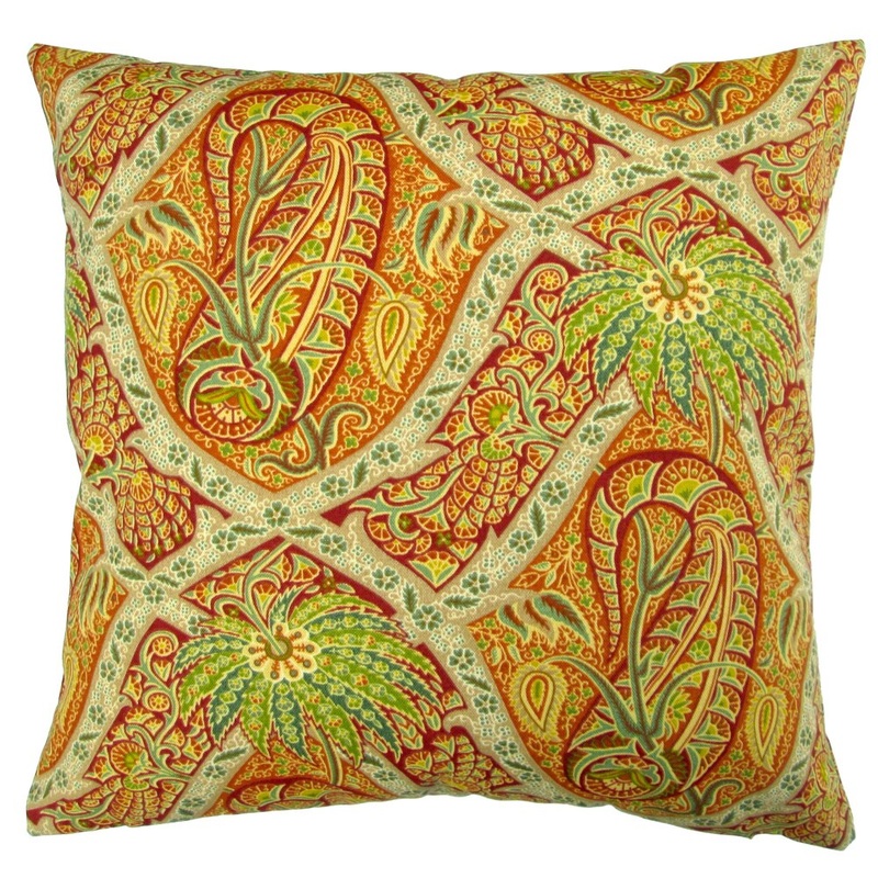 Artisan Pillows Outdoor 18-inch Tommy Bahama Fabric Orange Paisley Tropical Island Coastal Beach House Throw Pillow (Set of 2)