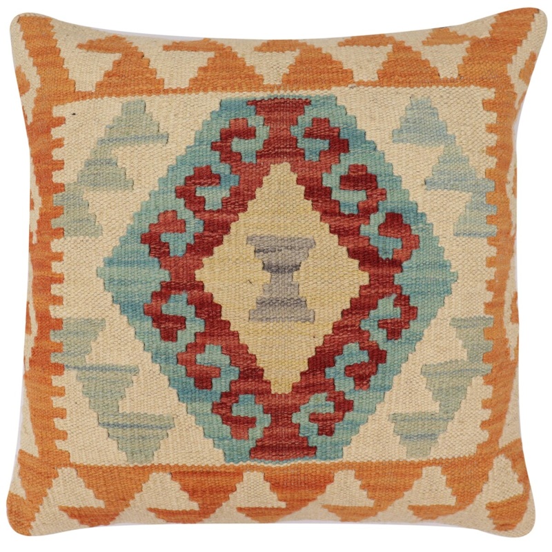 Bohemian Cummings Turkish Hand-Woven Kilim Pillow - 18'' x 18''
