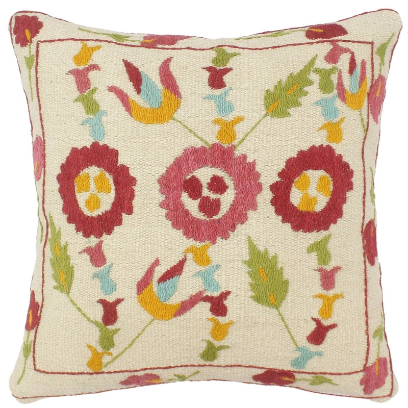 Bohemian Hastings Kilim Suzani Handmade Pillow