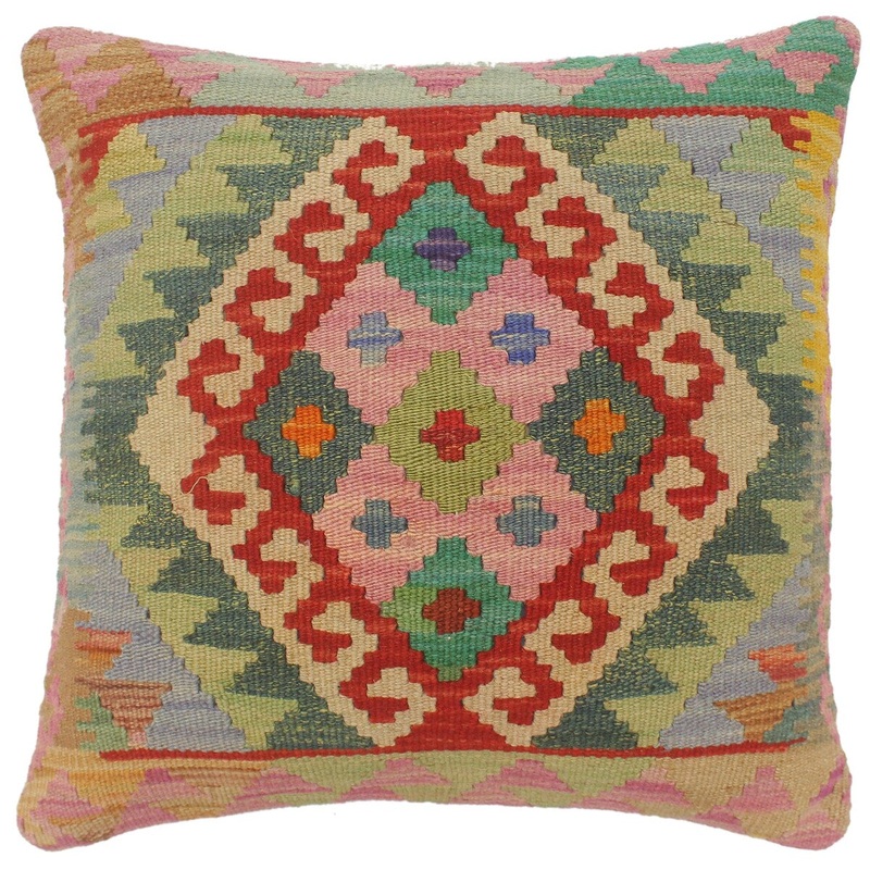 Bohemian Turkish Robins Hand Woven Kilim Pillow