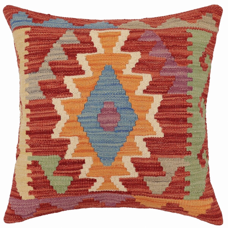 Boho Chic Blake Turkish Hand-Woven Kilim Pillow - 20'' x 20''