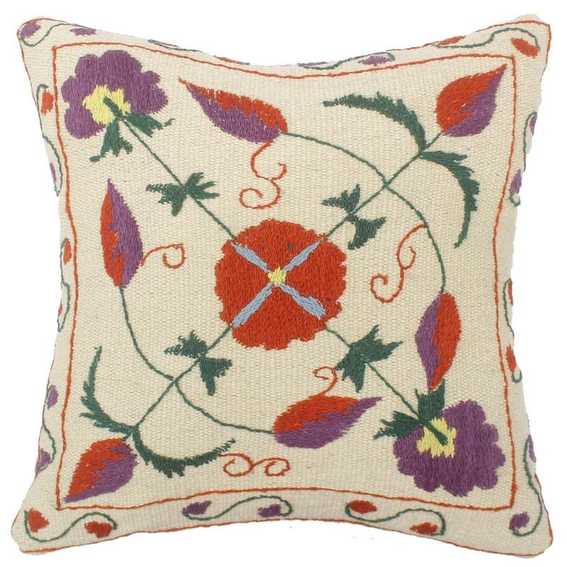 Bohemian Vernon Kilim Suzani Handmade Pillow