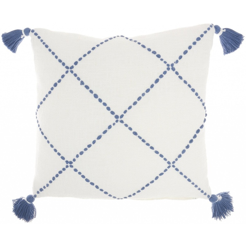 Boho Blue Cotton Accent Throw Pillow