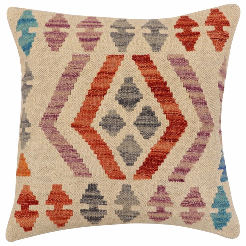 Boho Chic Ashley Turkish Hand-Woven Kilim Pillow - 17" x 18"