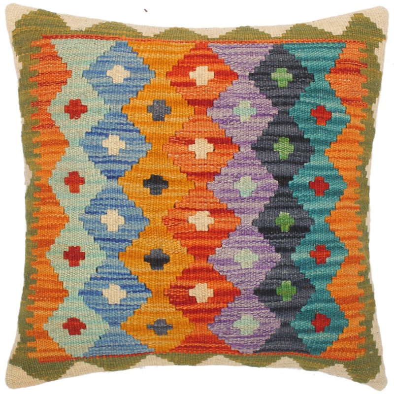 Bauhaus Johnna Hand-Woven Turkish Kilim Pillow 18 in. x 18 in.