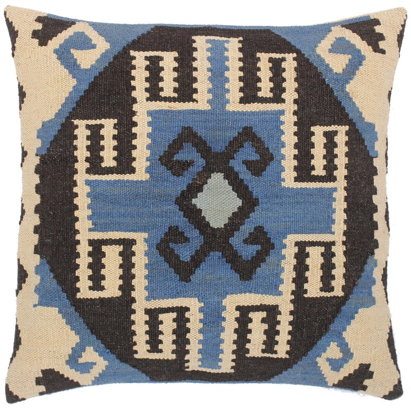 Bauhaus Linwood Hand-Woven Turkish Kilim Throw Pillow 18 in. x 18 in.
