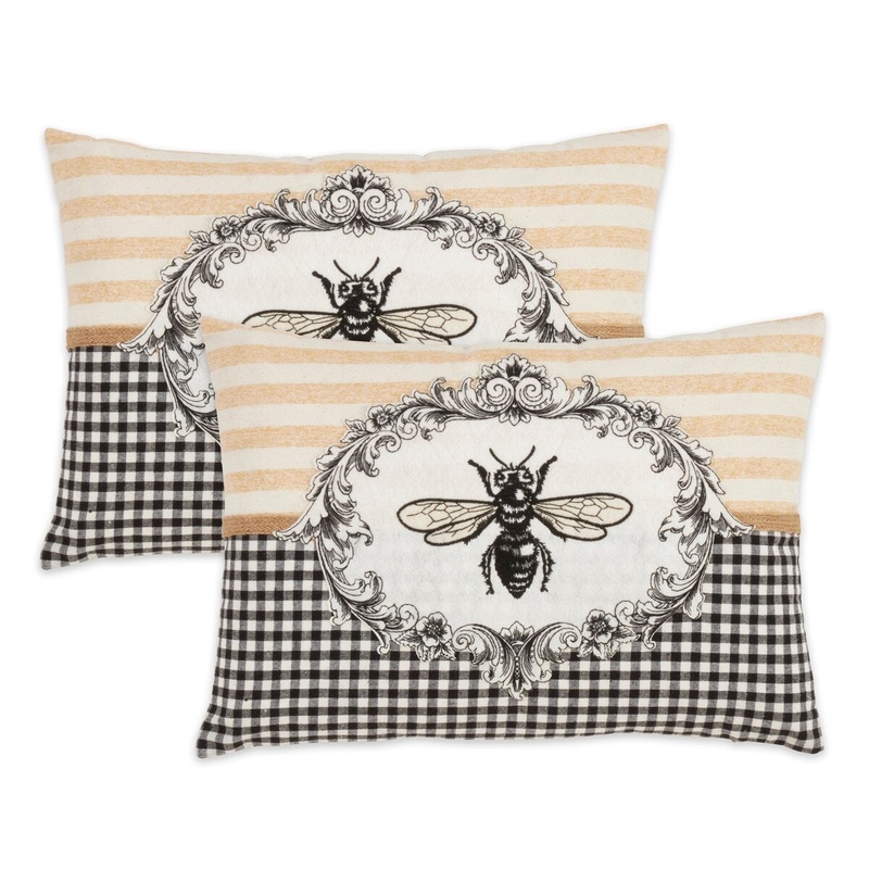 Bee Print Throw Pillow Cover (Set of 2)