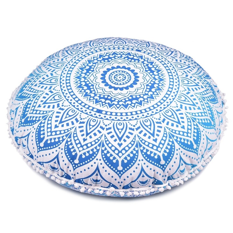 Blue Ombre Throw Decorative Floor Pillow Cushion Cover Mandala