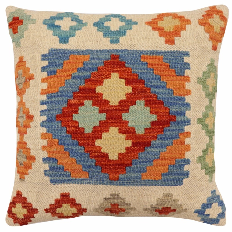 Bohemian Burgess Turkish Hand-Woven Kilim Pillow - 18'' x 18''