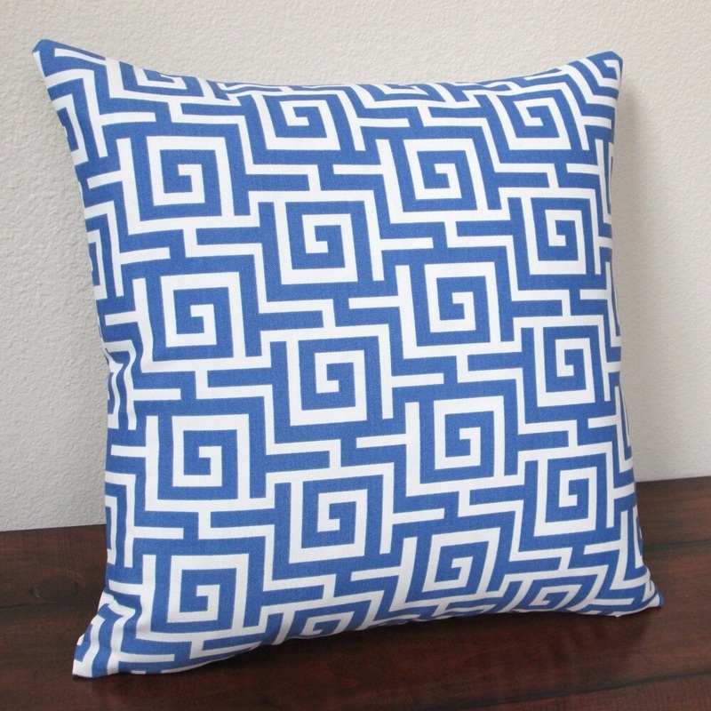 Artisan Pillows Outdoor 18-inch Greek Key Blue Throw Pillow Covers (Set of 2)