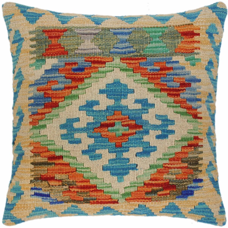 Bauhaus Herbert Hand-Woven Turkish Kilim Pillow 18 in. x 18 in.