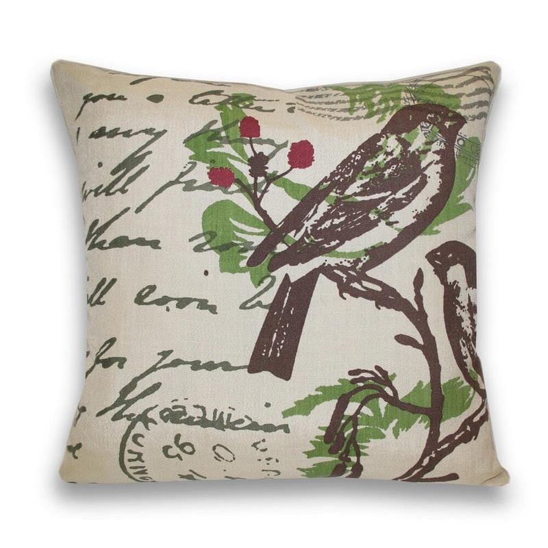 Bird Postcard Decorative Pillow (18 x 18)