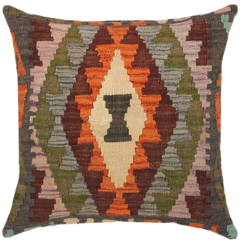 Bohemian Duane Hand-Woven Turkish Kilim Throw Pillow