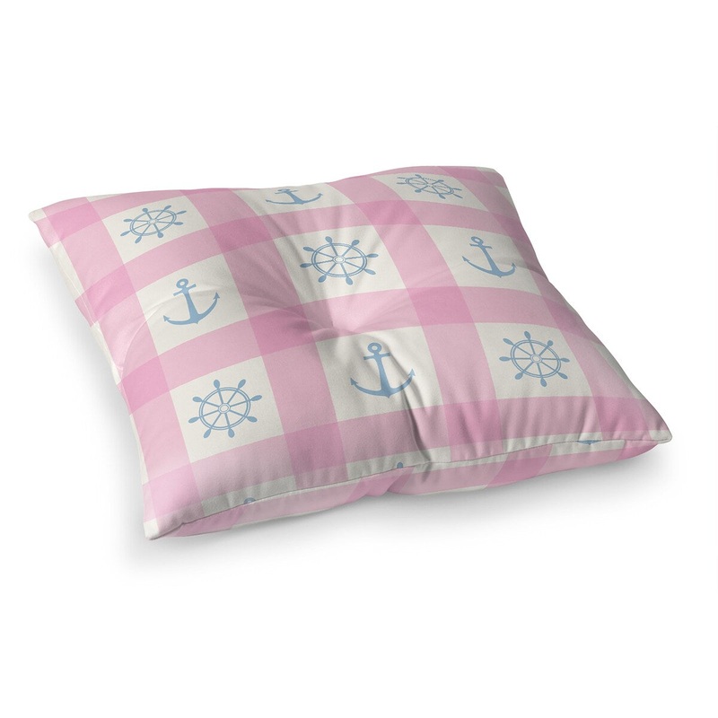 ANCHOR GALORE PINK AND LIGHT BLUE Floor Pillow By Kavka Designs