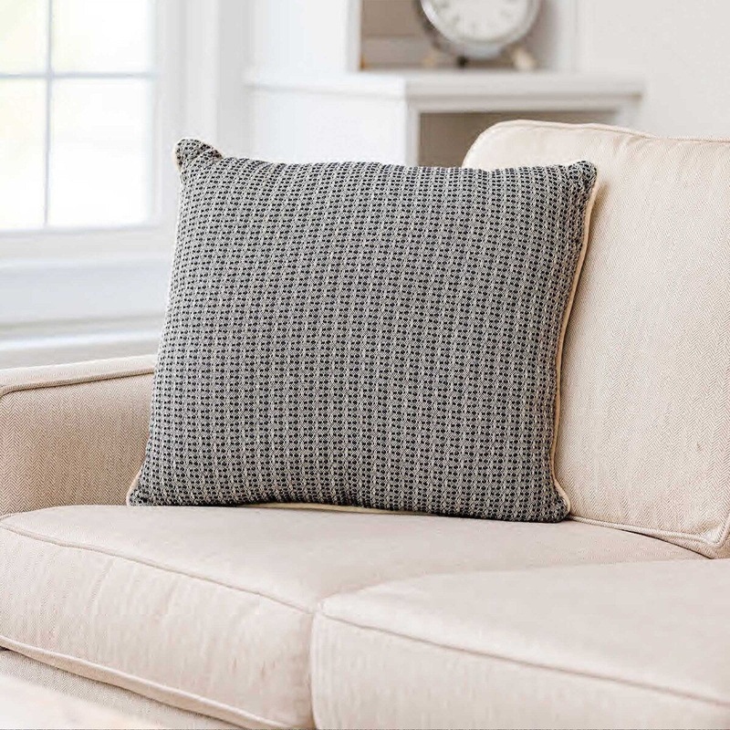 BASKET WEAVE BLACK Cotton Woven Pillow By Kavka Designs