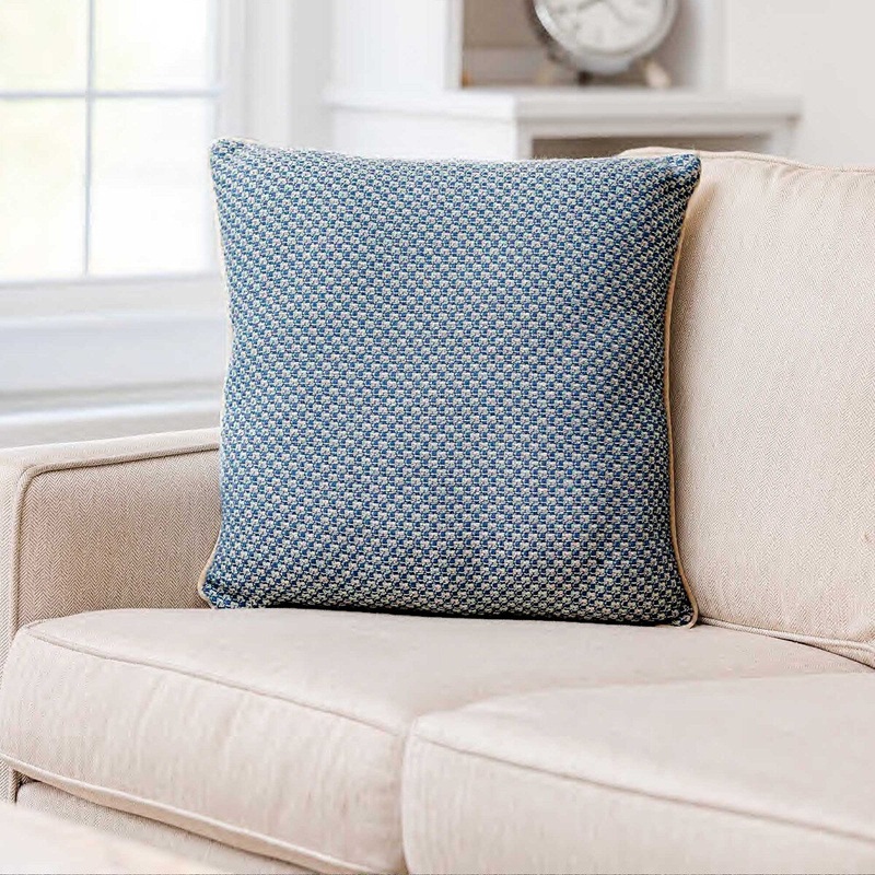 BASKET WEAVE BLUE Cotton Woven Pillow By Kavka Designs