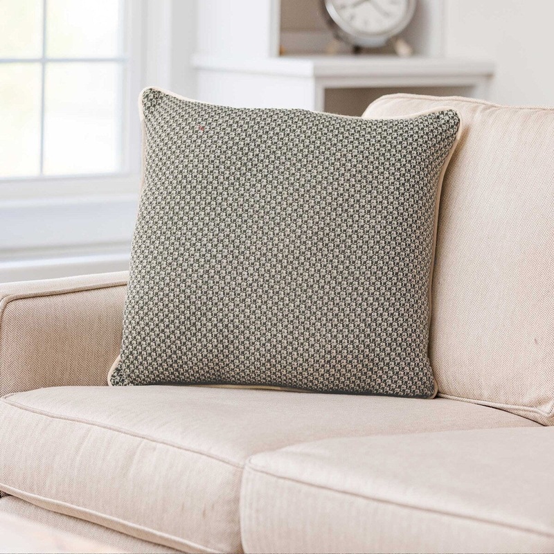 BASKET WEAVE GREEN Cotton Woven Pillow By Kavka Designs