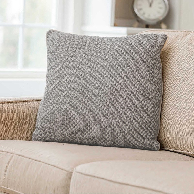 BASKET WEAVE GREY Cotton Woven Pillow By Kavka Designs