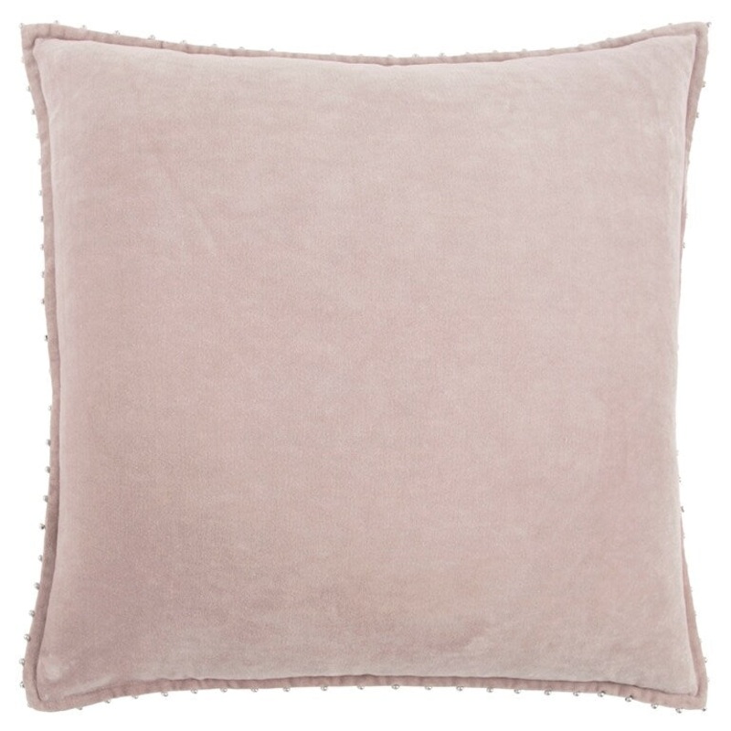 Blush Solid Pearl Beaded Edge Throw Pillow