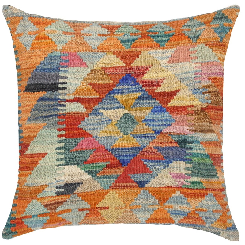 Bohemian Ligia Hand-Woven Turkish Kilim Throw Pillow